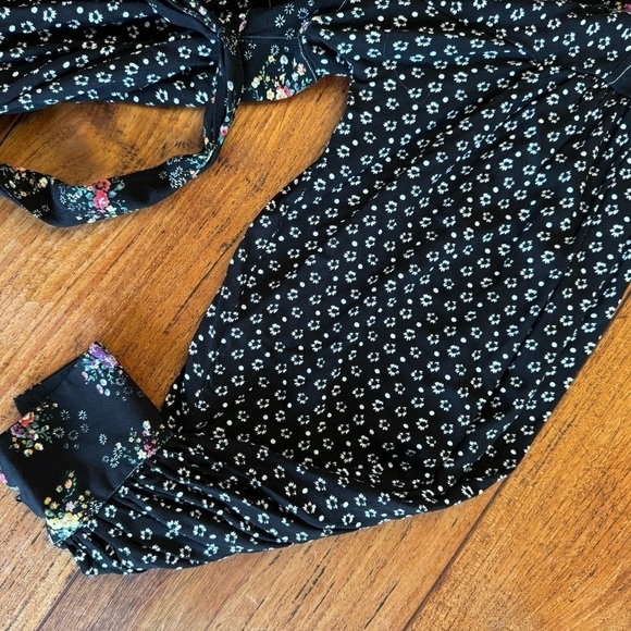 Free People Pleated V-Neck Floral Print Button Front Mini Dress/ Medium - Picture 9 of 13